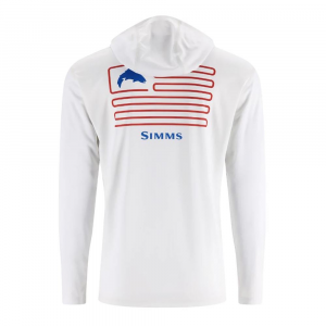Fishwest Logo Simms Tech Hoody - Men's - White Trout Flag - L