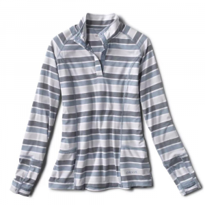 Orvis Outsmart 1/2 Snap Stripe Shirt - Women's - Blue Heron - L
