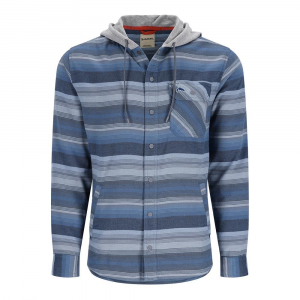 Simms Santee Flannel Hoody - Men's - Midnight and Neptune Blue Stripe - M