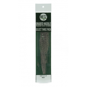 Umpqua / Metz Hackle Select - 3 Pack - Grizzly - 16/18/20