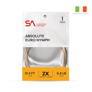Scientific Anglers Absolute Euro Nymph Leader 30' - 1 Pack - White and Orange and Green - 4X