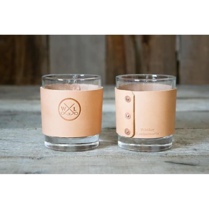 Whiskey Leatherworks - Fly Stamped Rocks Glasses - Single - Natural Veg Tan - BeadHead