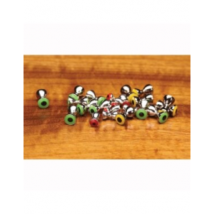 Hareline Dubbin Pseudo Eyes - Red and Nickel - S