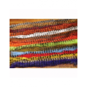 Hareline Dubbin Black Barred Rabbit Strips - Grizzly - One Size