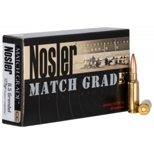 NOSLER Match Grade 6.5 Grendel 123 Grain Custom Competition Rifle Ammo, 20/box - 44501