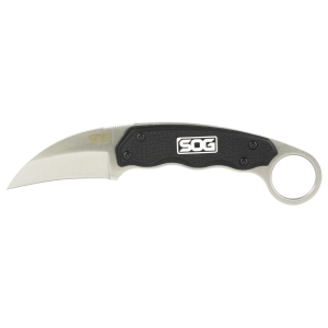 SOG Knives Gambit 2.59" Sheepsfoot Fixed Blade Knife, Silver - SOGGB1001CP