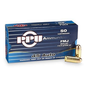 Prvi Partizan .45 Auto FMJ 230 gr 50 Rounds Ammunition- PPH45F