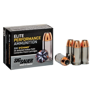 Sig Sauer 45 Auto/ACP 200gr JHP V-Crown Elite Performance Ammunition 20rds - E45AP1-20