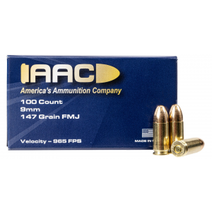  9mm 147 Grain FMJ 100rd Box Ammo