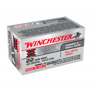 WINCHESTER Super-x 40gr Fmj 22 Win Mag Ammunition, 50rds - X22m