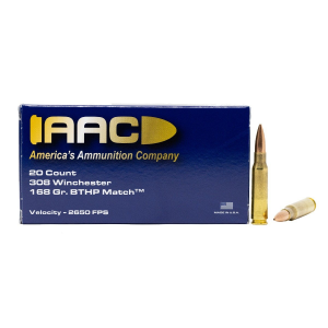  308 Winchester 168 Grain BTHP Match 20rd Box Ammo