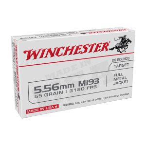 Winchester 55 gr FMJ 5.56x45 M193 Ammunition 20 Rounds - WM193K
