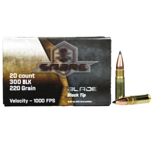  Sabre Blade Black Tip 300 Blackout 220 Grain 20rd Box Ammunition Ammo