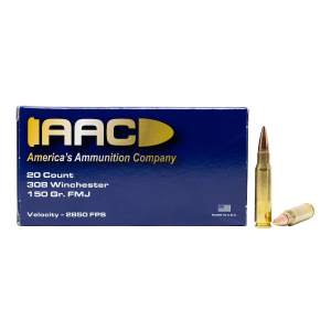  308 Winchester 150 Grain FMJ-BT 20rd Box Ammo