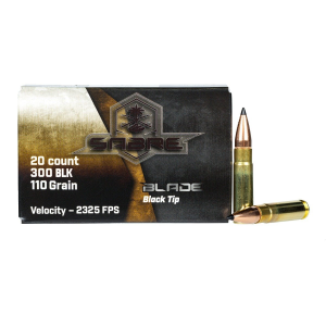  Sabre Blade Black Tip 300 Blackout 110 Grain 20rd Box Ammunition Ammo