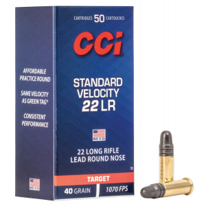 CCI .22 Lr 40 Grain Lead Round Nose Standard Velocity Ammunition, 50 Round Box 0035
