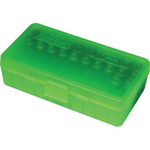 Mtm Case Gard MTM Case Gard P-50 50 Round Flip-Top Ammo Box, Clear Green - P-50-45-10