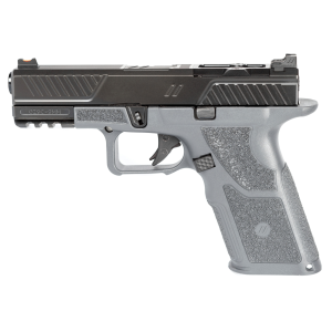 ZevTech OZ9 Compact 9mm Pistol, 4.16" Barrel, Fiber Optic Front Sights, Black/Gray - OZ9CXCPTCOMG