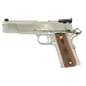 Springfield .45 ACP 1911 Pistol, 5" Barrel, Adjustable Sights, Silver - PI9132LCA
