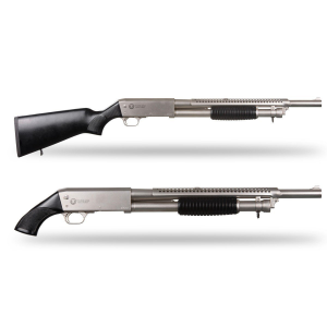 PANZER Pa37 Ithaca Clone 18.5" Pump Action 12ga Shotgun, Nickel/black Walnut - Papa37pasnb