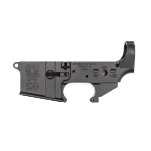 Spikes Tactical Multi-Caliber PHU Joker Logo Stripped Lower Receiver, Hardcoat Anodized Black - STLS024