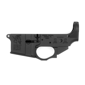 Spikes Tactical Multi-Caliber Unicorn Logo Snowflake Lower Receiver, Hardcoat Anodized Black - STLS030