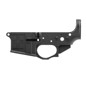 Spikes Tactical Multi-Caliber Waterboarding Instructor Logo Lower Receiver, Hardcoat Anodized Black - STLS033