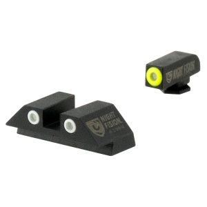 Night Fision Night Sight Set for Glock 17/17L/19/22-28/31-35/37-39 Pistols, Green with Yellow Square Front, Green with White Square Rear - GLK-001-003-YGWG