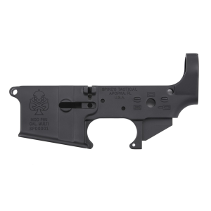 Spikes Tactical Multi-Caliber PHU Spade Logo Stripped Lower Receiver, Hardcoat Anodized Black - STLS029