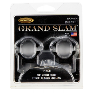 Weaver Grand Slam 1" High Steel 2-Piece Top Mount Scope Ring, Black - 49304 - 