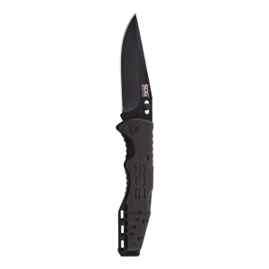 SOG Knives Salute Mini Folding Knife Clip Point, Black and Silver - SOGFF1101-CP