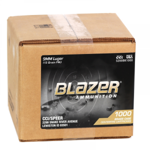 CCI Blazer 9mm Ammo 115 Grain Fmj 1000rd Case - 5200bk1000 604544688832 51655131718