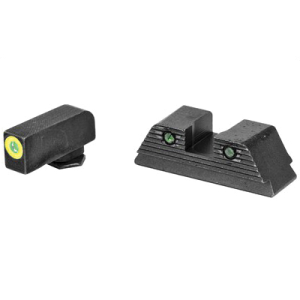 AmeriGlo Trooper Glock 17/19/19X/26/45 Gen 5 Night Sight Set, Green Front Green Tritium Serrated Rear - GL-821