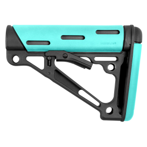 Hogue OverMolded Reinforced Polymer Collapsible Buttstock, Black/Aqua - 13440