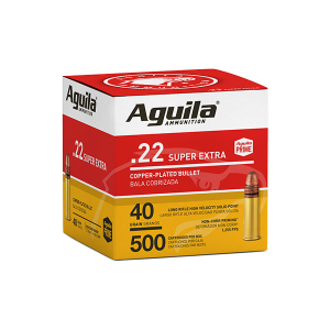Aguila Super Extra 40 gr Copper Plated .22 LR Ammo, 500 Rounds - 1B221115