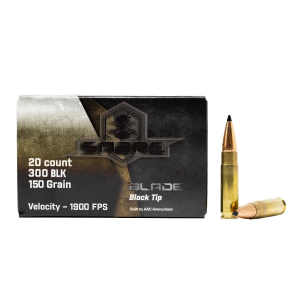  Sabre Blade Black Tip 300 Blackout 150 Grain 20rd Box Ammunition Ammo