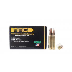  5.56 NATO 77 Grain Sierra MatchKing HPBT W/ Cannelure 20rd Box Ammo