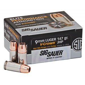  Sauer Elite Performance V-Crown 9mm 147 Gr JHP 50rds Ammo