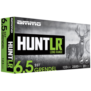AMMO Inc Hunt Long Range 6.5 Grendel 123 Gr Sst 20rds Rifle AMMO For Ultimate Precision And Long-range Hunting - 65gr123ssta20
