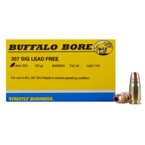 Buffalo Bore 357 SIG 125 grain Barnes TAC-XP Lead-Free Low Flash Handgun Ammo, 20/Box - 25C/20