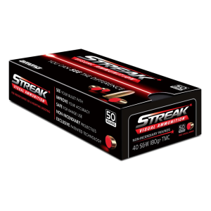 Ammo Inc STREAK 40 S&W Ammo 180 Grain TMC, 50rds