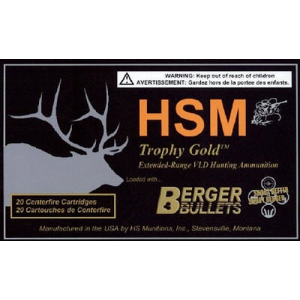 HSM Ammunition Trophy Gold 210 Gr Match Hunting Very Low Drag .300 Weatherby Mag Ammo, 20/box - Ber-300wby210vld