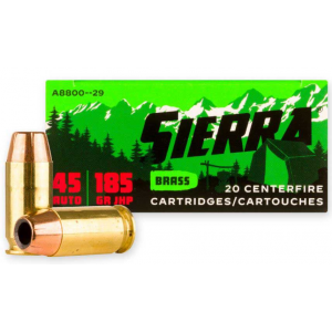 SIERRA Outdoor Master 45 Auto Ammo 185 Grain Jhp, 20rds - A8800--29