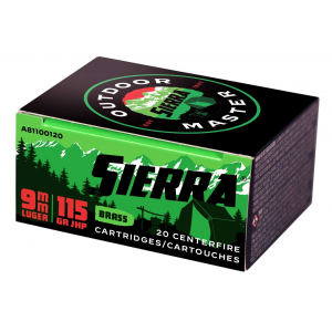 SIERRA Outdoor Master 9mm Ammo 115 Grain Jhp, 20rds - A81100120