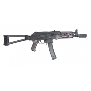 PSA Ak-v 9mm Triangle Folding Pistol With Linear Comp Flash Can, "black Satin"