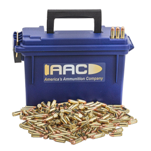  9mm 124 Grain FMJ 500rd With AAC Blue 30 Cal Can Ammo