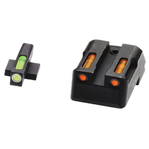 Hi-Viz LiteWave H3 Fixed Rear Sight 1911 Tritium Litepipe Night Sight Set, Green/Orange - KBN421