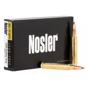 NOSLER 280 Ackley Improved 140 Grain E-tip Lead-free Rifle Ammo, 20/box - 40067