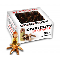 G2 Research Civic Duty 9mm 100gr Solid Copper Ammo, 20rds - 06025