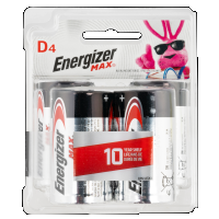 Energizer D Max 1.5V Alkaline Batteries, 4 Pack - E95BP4